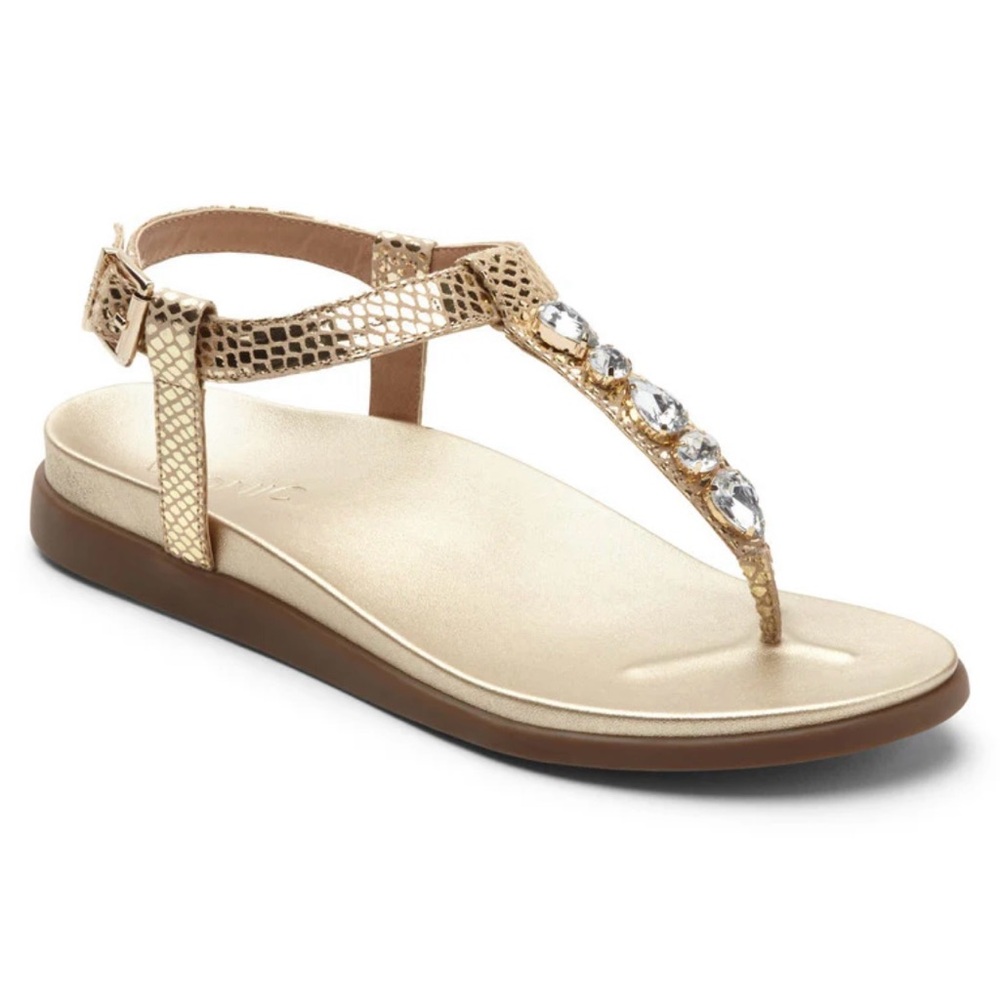 Vionic Boca Backstrap Gold Jeweled Sandals